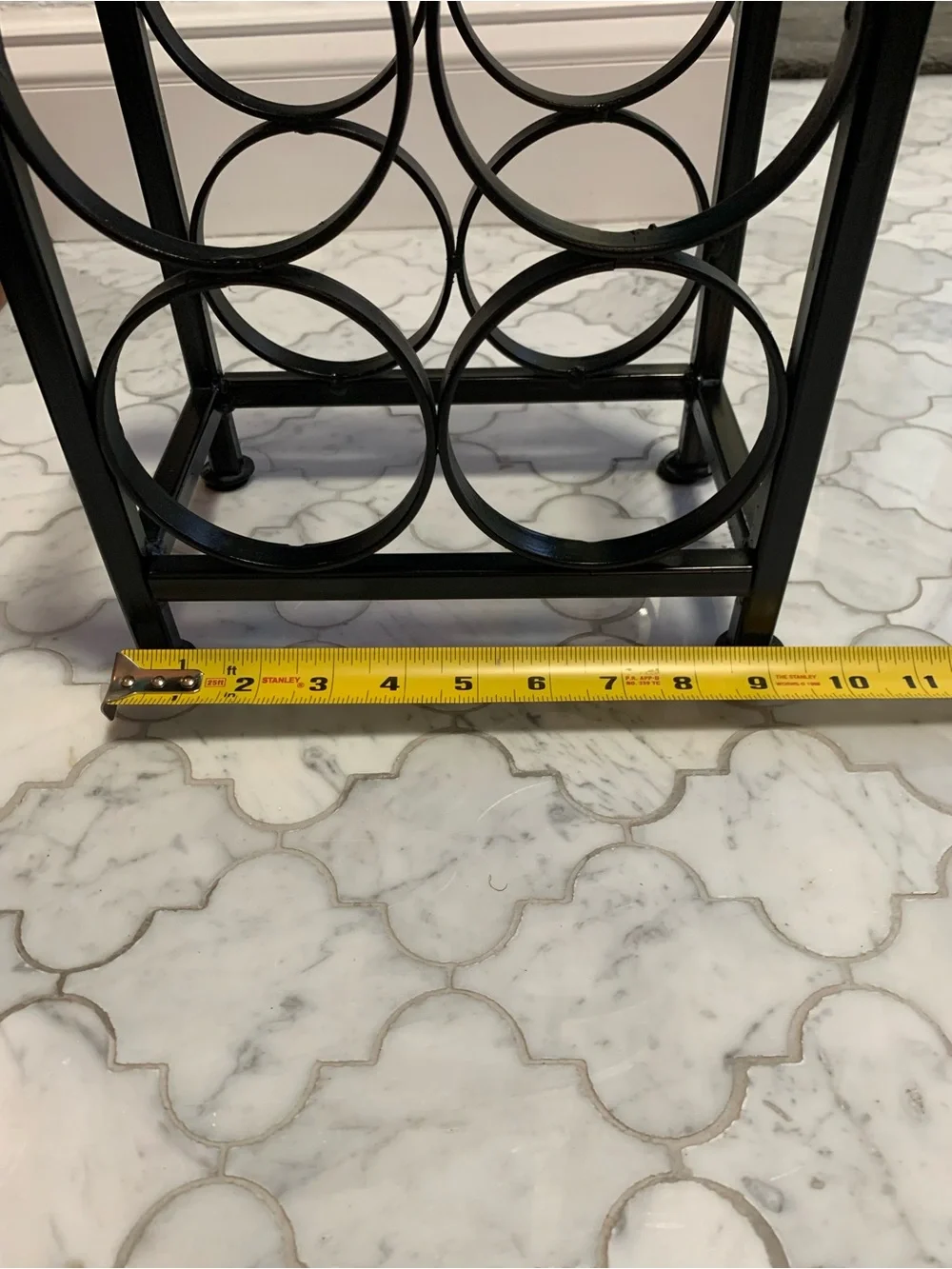Vintage Black Wrought Iron/Metal 5-Bottle Wine Rack - Compact Countertop Holder